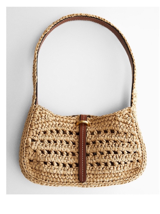 Mango Handbags - Mango Woven Straw Shoulder Bag in Natural